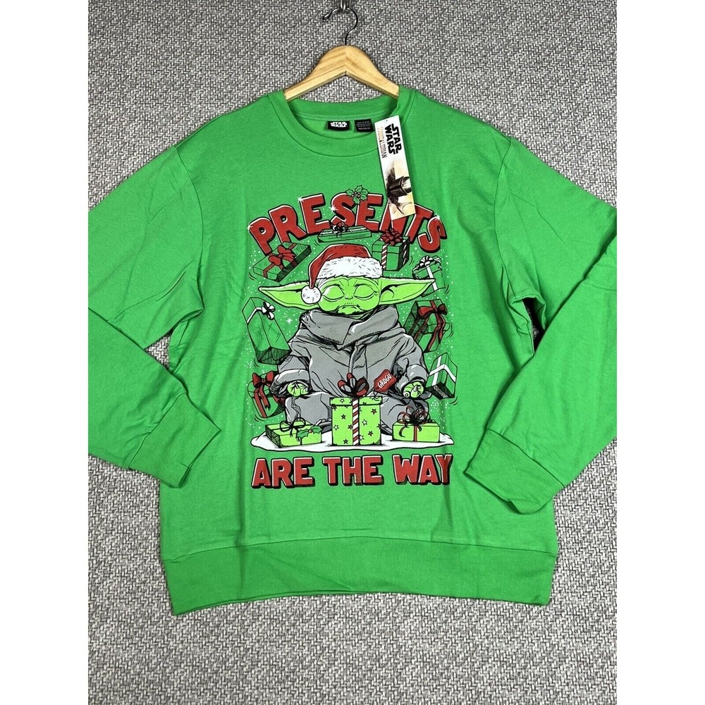 Disney Star Wars Ugly Christmas Sweatshirt Yoda Presents Are The Way Mens Small